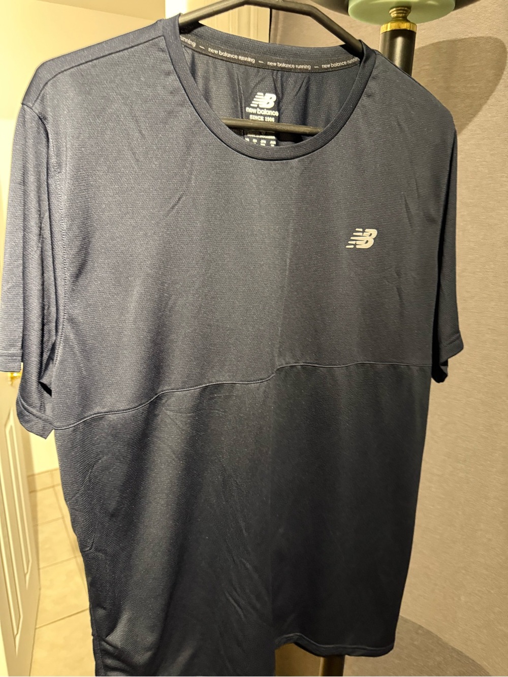 New Balance Men’s Navy Short Sleeve Running Tee with Logo